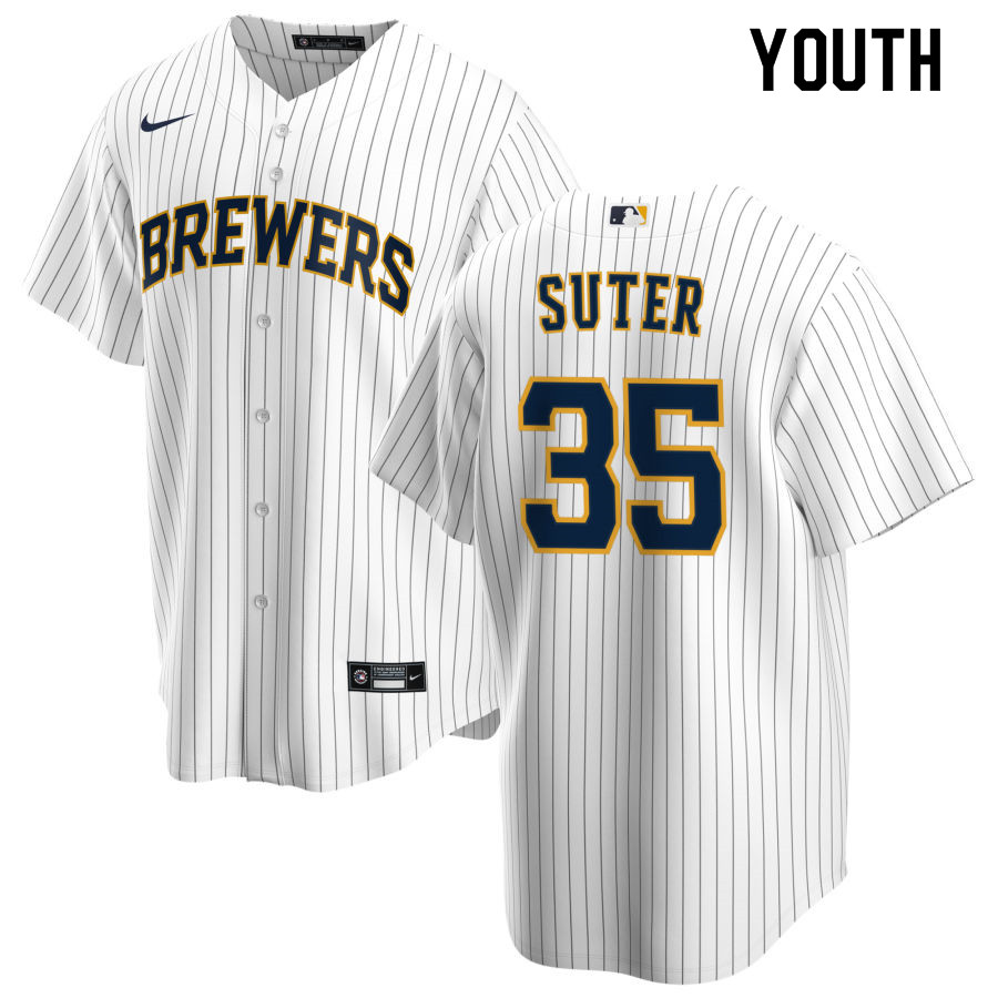 Nike Youth #35 Brent Suter Milwaukee Brewers Baseball Jerseys Sale-White